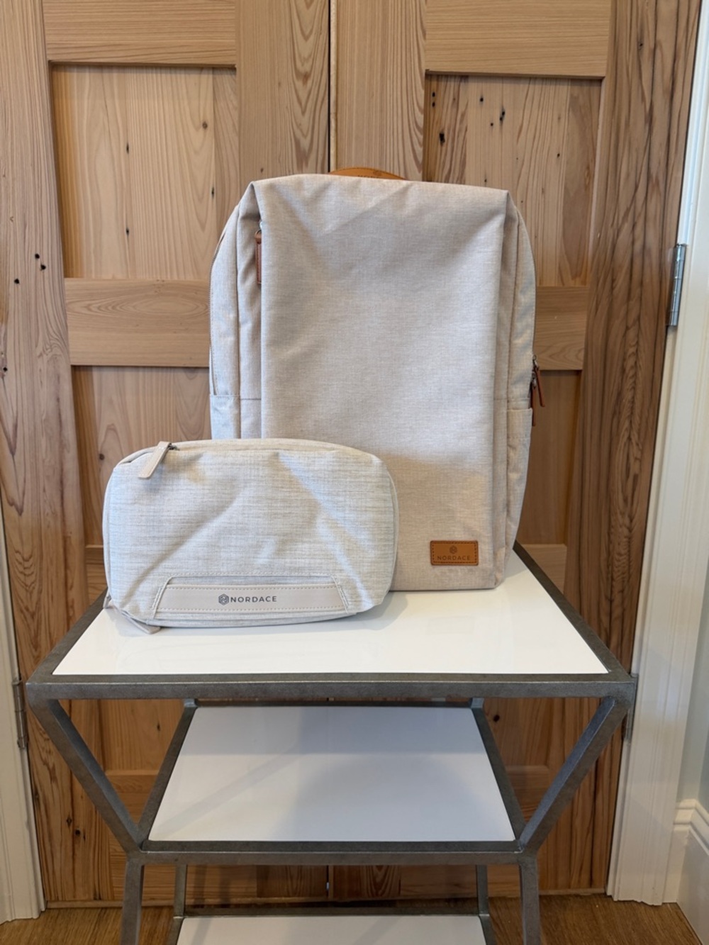Nordace Backpack + Matching Travel Pouch Set | Neutral Beige | Minimalist